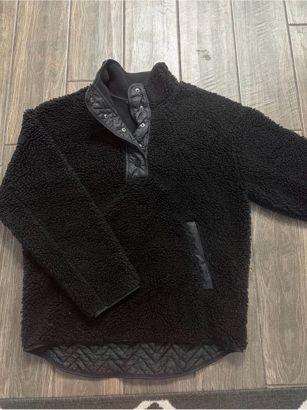Athleta Black Sherpa Pullover Hoodie